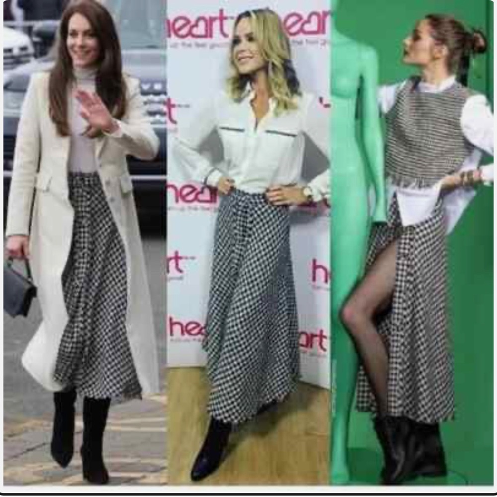 Zara Midi Houndstooth Skirt